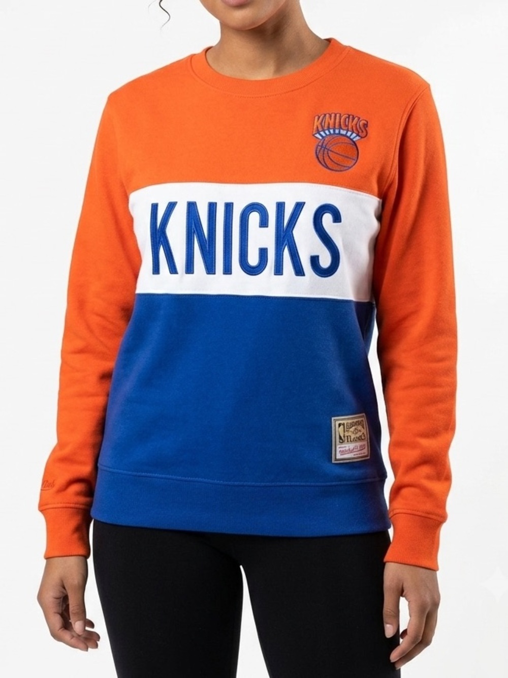 NWT Mitchell & Ness NY Knicks Crewneck Sweatshirt Womens M Hardwood Classic